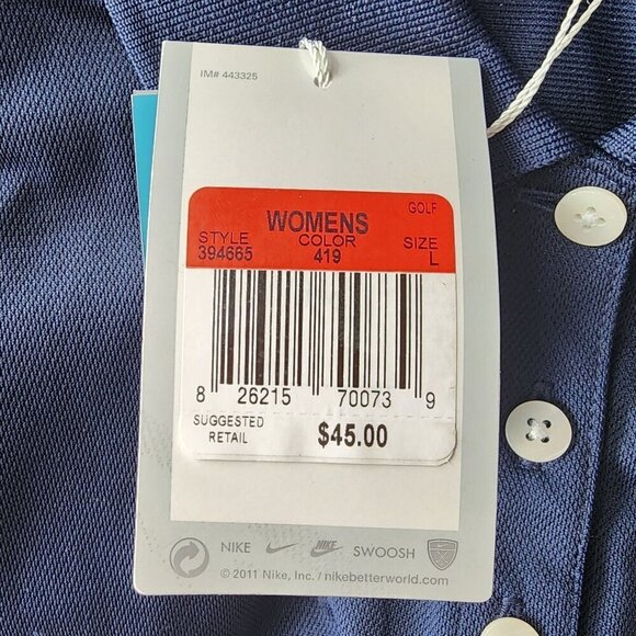 NWT Nike Golf Dri-Fit Samuel Adams Navy Blue Polo Shirt Womens Large - Picture 12 of 12